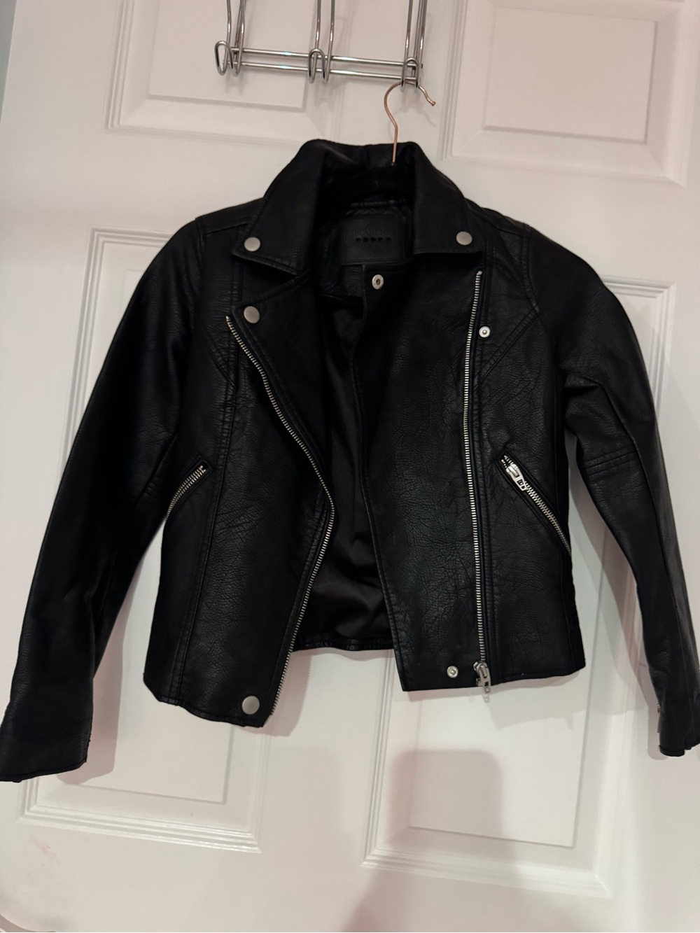 Blank NYC Black Faux Leather Moto Jacket with Silver Hardware
